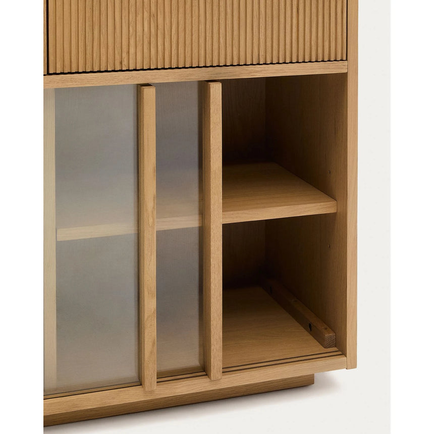 Sideboard Helvine 4 Türen 4 Schubladen Eichenfurnier und gehärtetes Glas 200 x 80 cm FSC 100% von Kave Home – Bild 10