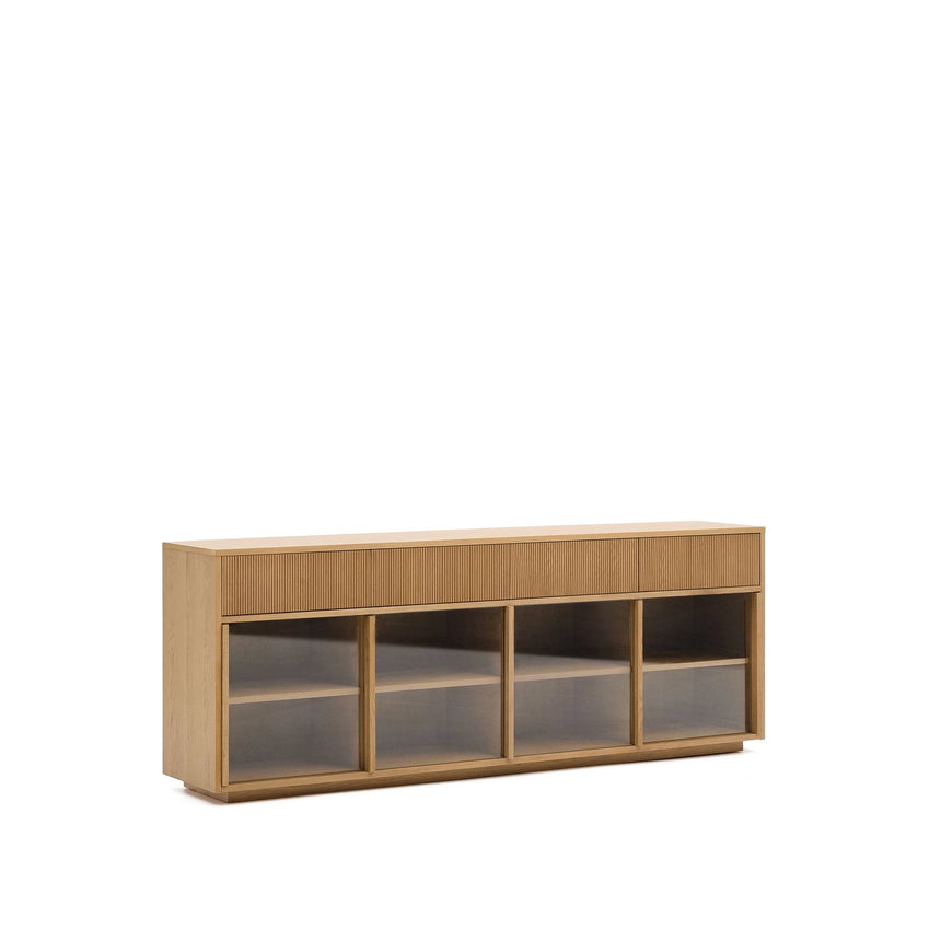 Sideboard Helvine 4 Türen 4 Schubladen Eichenfurnier und gehärtetes Glas 200 x 80 cm FSC 100% von Kave Home – Bild 5