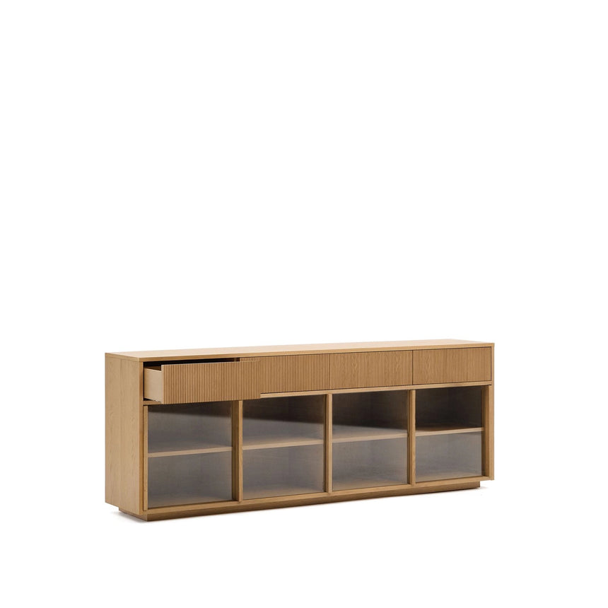Sideboard Helvine 4 Türen 4 Schubladen Eichenfurnier und gehärtetes Glas 200 x 80 cm FSC 100% von Kave Home – Bild 6