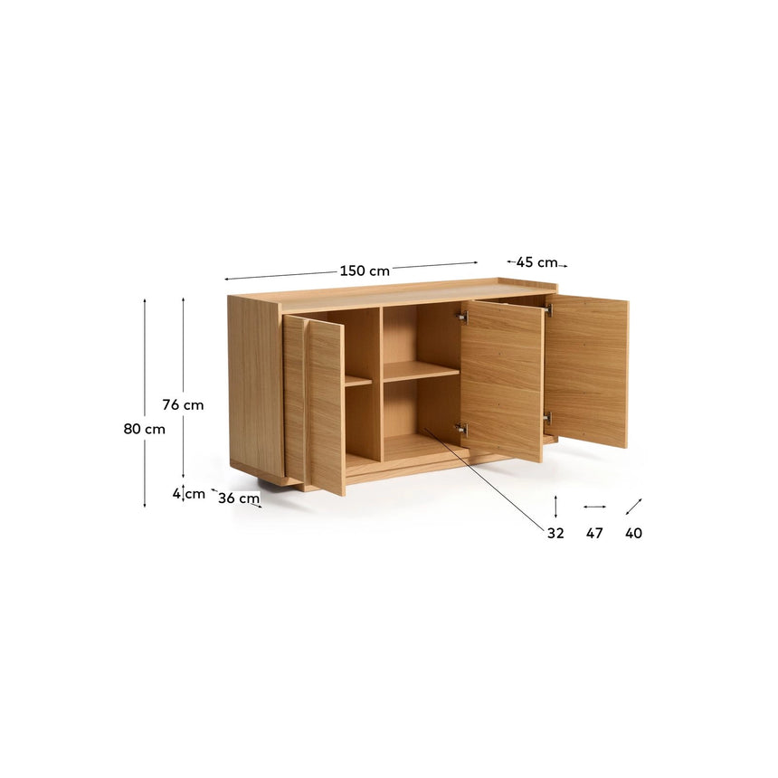 Sideboard Onix aus Eichenfurnier mit Finish 150 x 80 cm FSC Mix Credit von Kave Home – Bild 2