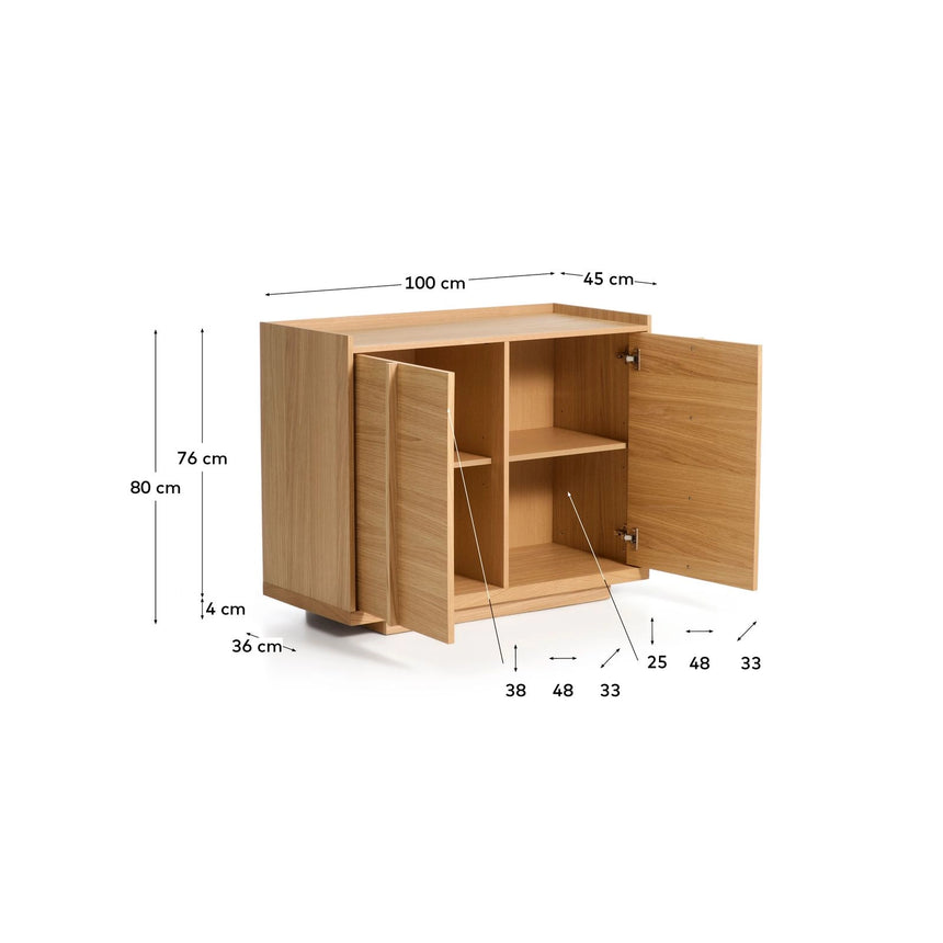 Sideboard Onix aus Eichenfurnier mit Naturton-Finish 100 x 80 cm FSC Mix Credit von Kave Home – Bild 2