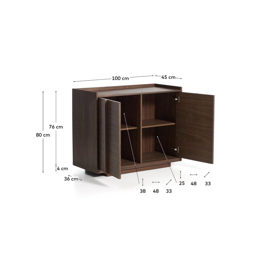 Sideboard Onix aus Walnussfurnier mit dunklem Finish 100 x 80 cm FSC Mix Credit von Kave Home – Bild 2