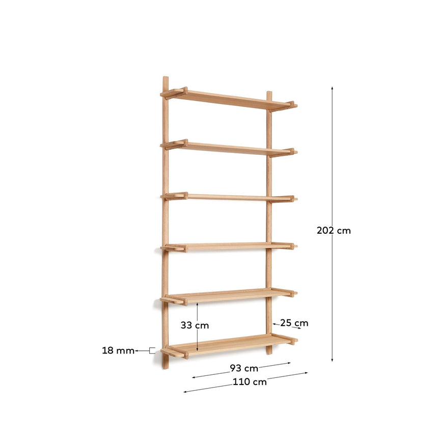 Sitra Regal modular 6 Regalbretter massives Eichenholz Finish Natur FSC Mix Credit 110 cm von Kave Home – Bild 3