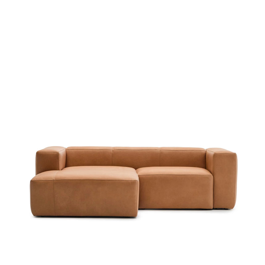 Sofa Blok aus braunem Leder 2-Sitzer Chaiselongue links 240 cm von Kave Home – Produktbild 1