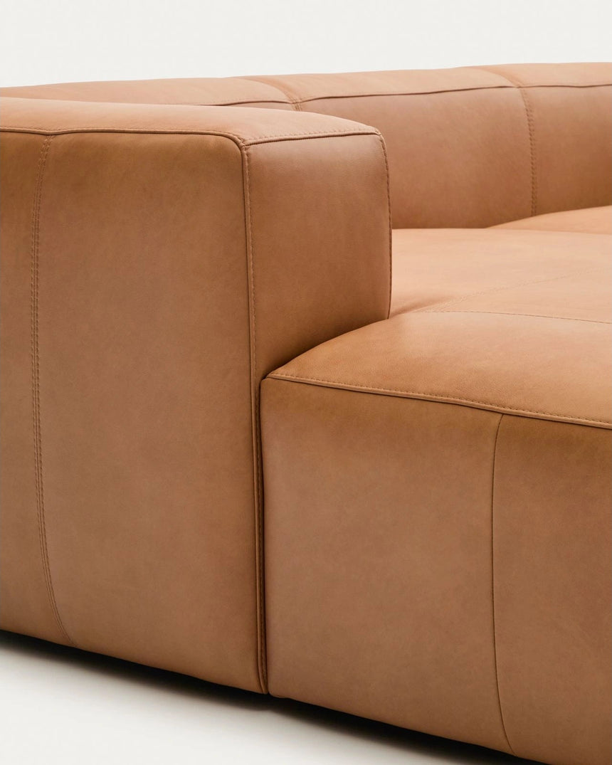 Sofa Blok aus braunem Leder 2-Sitzer Chaiselongue links 240 cm von Kave Home – Produktbild 12