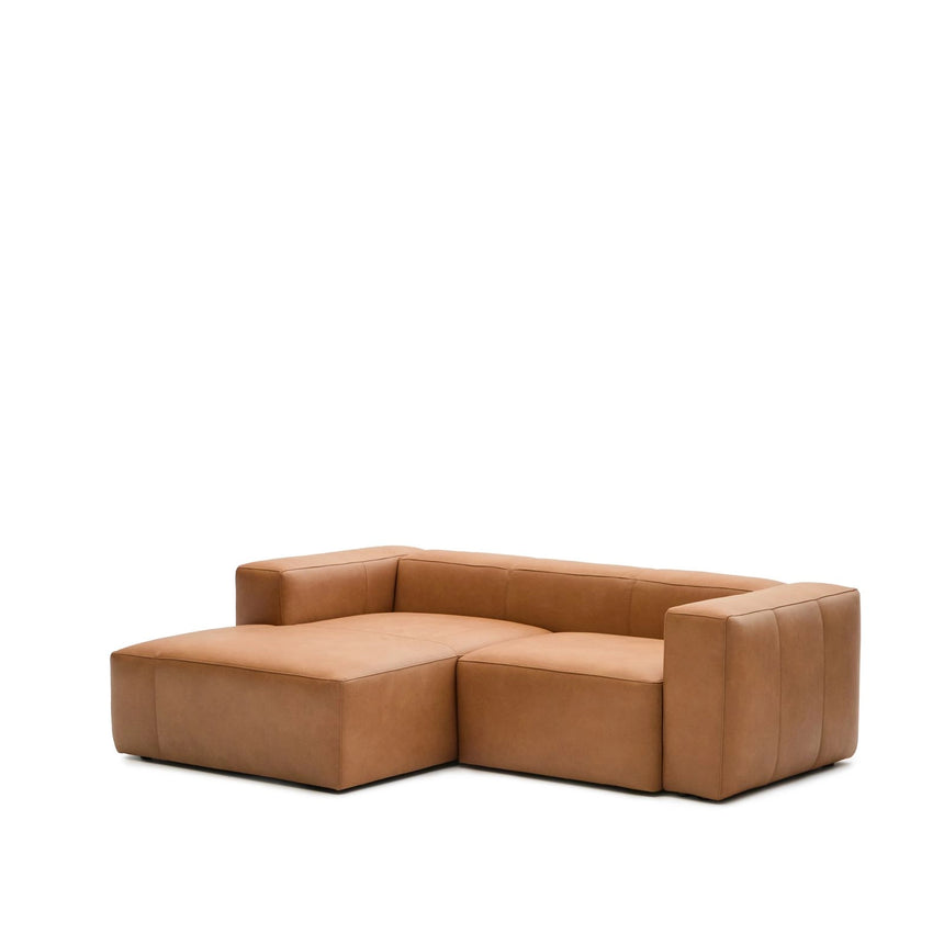 Sofa Blok aus braunem Leder 2-Sitzer Chaiselongue links 240 cm von Kave Home – Produktbild 4