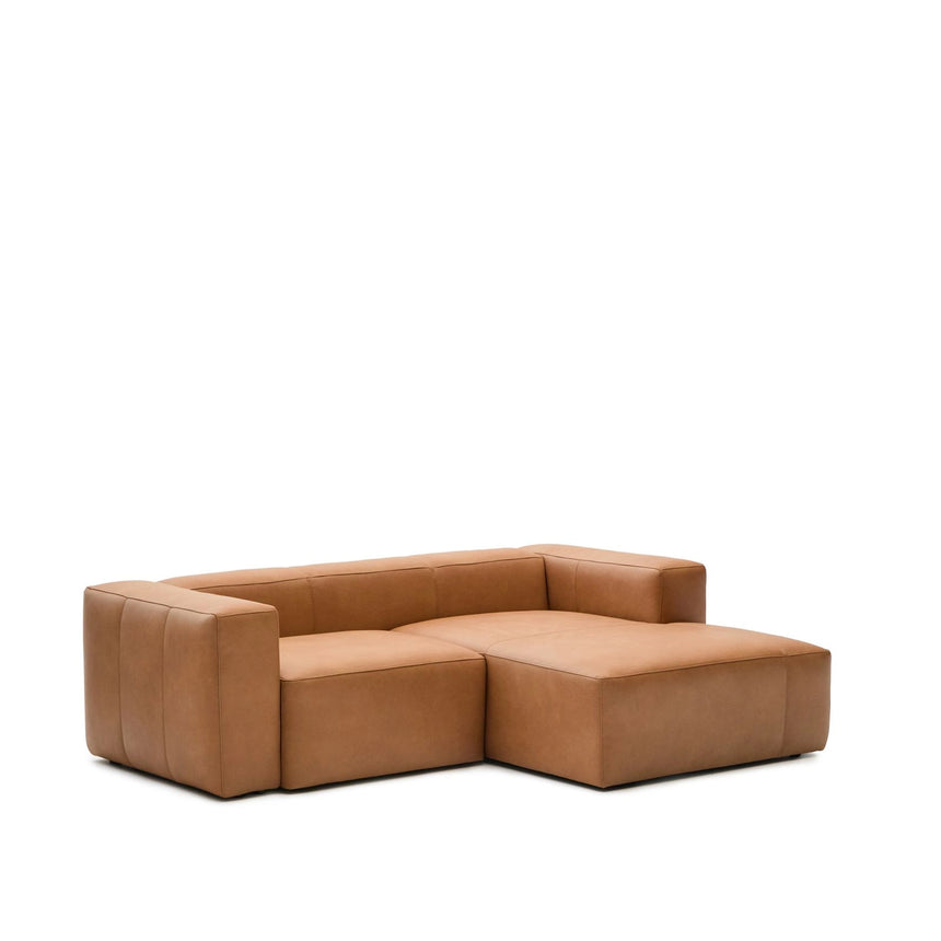 Sofa Blok aus braunem Leder 2-Sitzer Chaiselongue rechts 240 cm von Kave Home – Produktbild 4