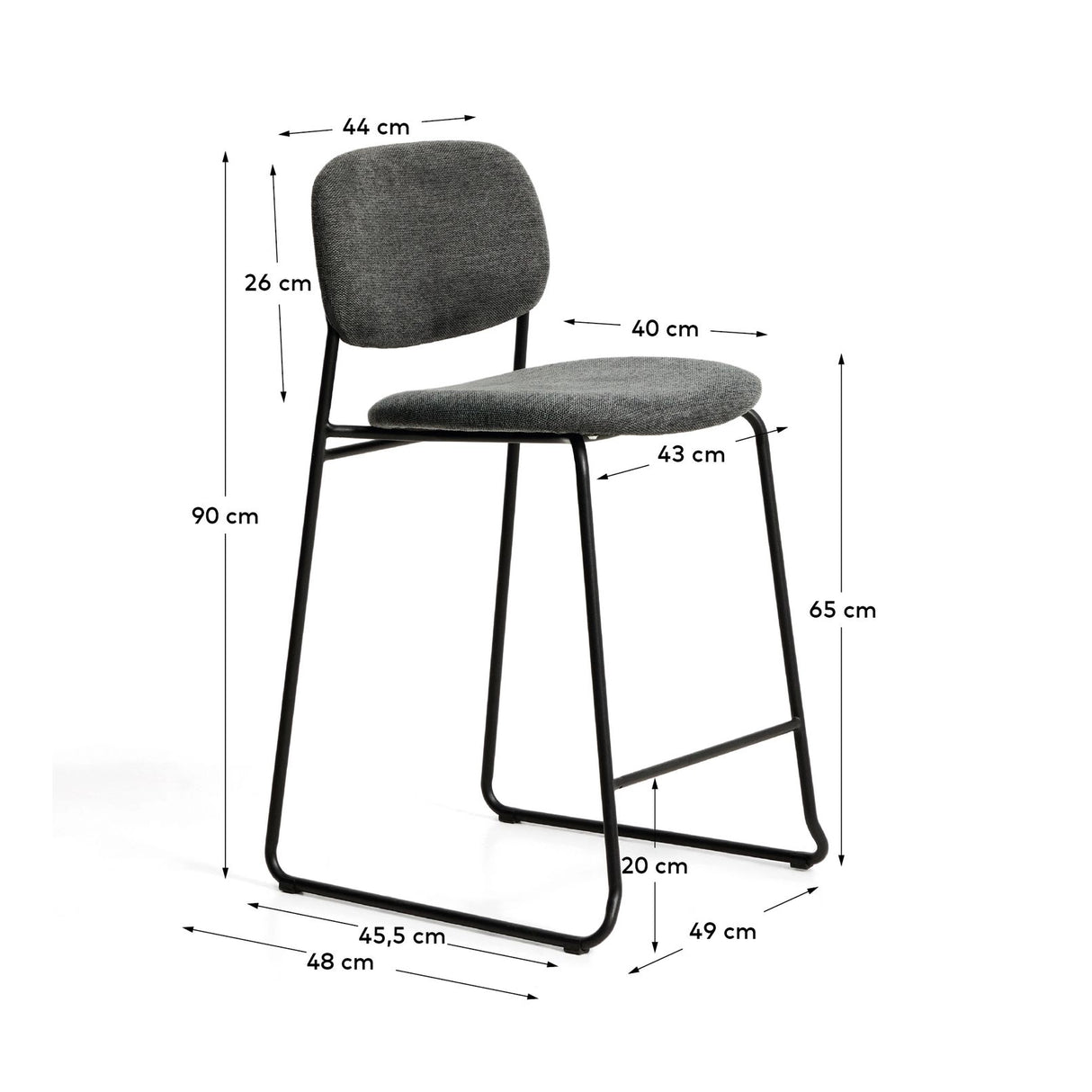 Stapelbarer Hocker Meli mit Chenille und Beinen aus Metall, FSC Mix Credit, 65 cm von Kave Home – Bild 2
