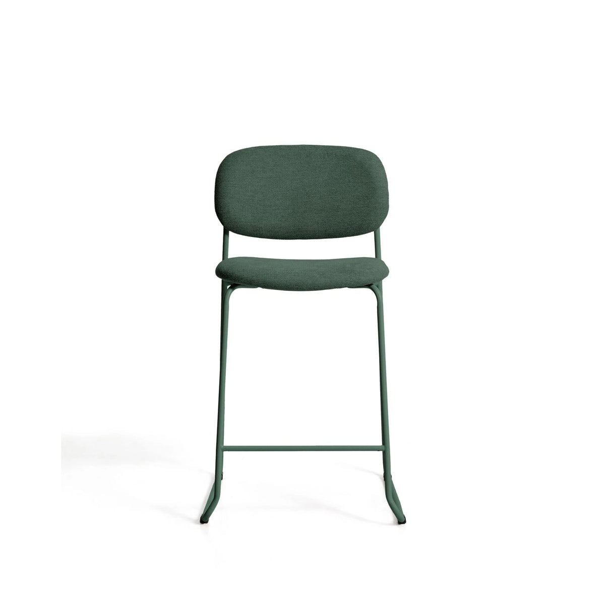 Stapelbarer Hocker Meli mit grüner Chenille und Beinen aus grünem Metall, FSC Mix Credit, 65 cm von Kave Home – Bild 5