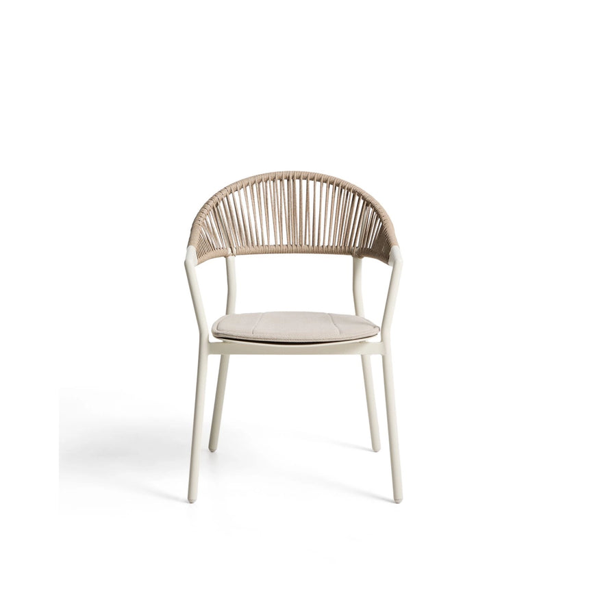 Stapelbarer Outdoor-Stuhl Alimia aus Aluminium in Ecru und beigem Synthetikseil von Kave Home – Bild 5