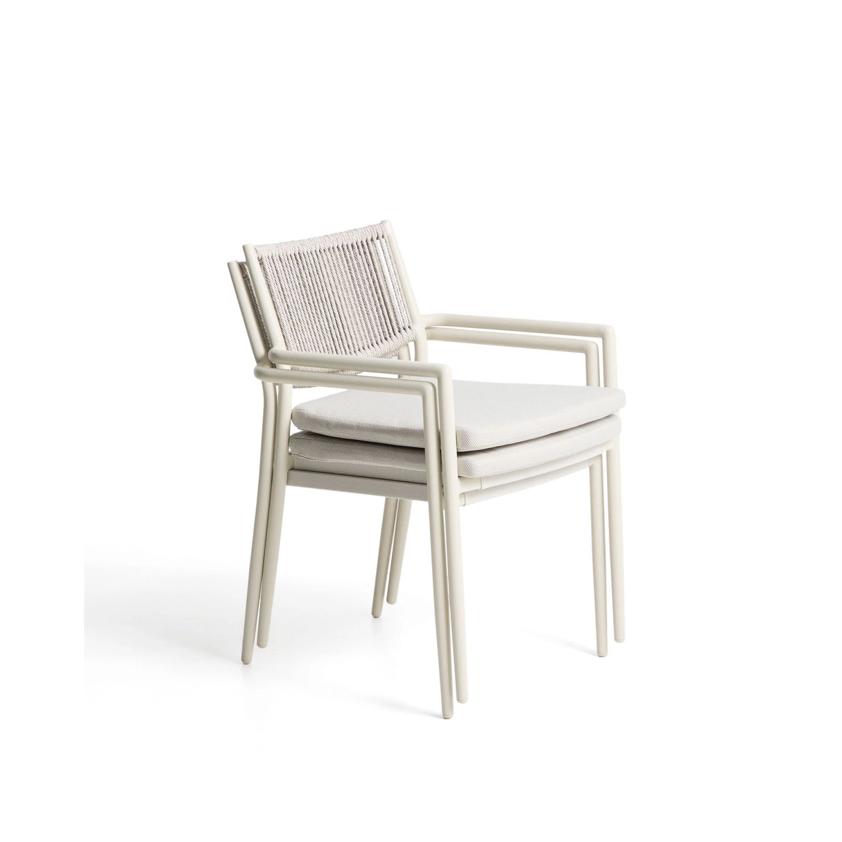 Stapelbarer Outdoor-Stuhl Argasi aus Aluminium in Ecru und grauem Synthetikseil von Kave Home – Bild 6