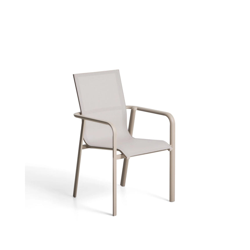 Stapelbarer Outdoor-Stuhl Canea aus beigem Texteline und Aluminium in Taupe von Kave Home – Bild 1