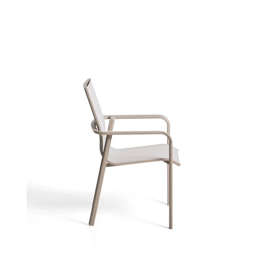 Stapelbarer Outdoor-Stuhl Canea aus beigem Texteline und Aluminium in Taupe von Kave Home – Bild 7