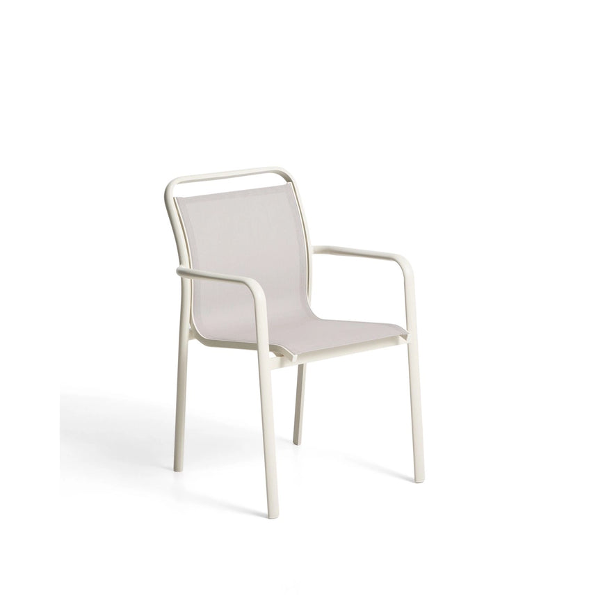 Stapelbarer Outdoor-Stuhl Luri aus Aluminium in Ecru und beigem Texteline von Kave Home – Bild 1