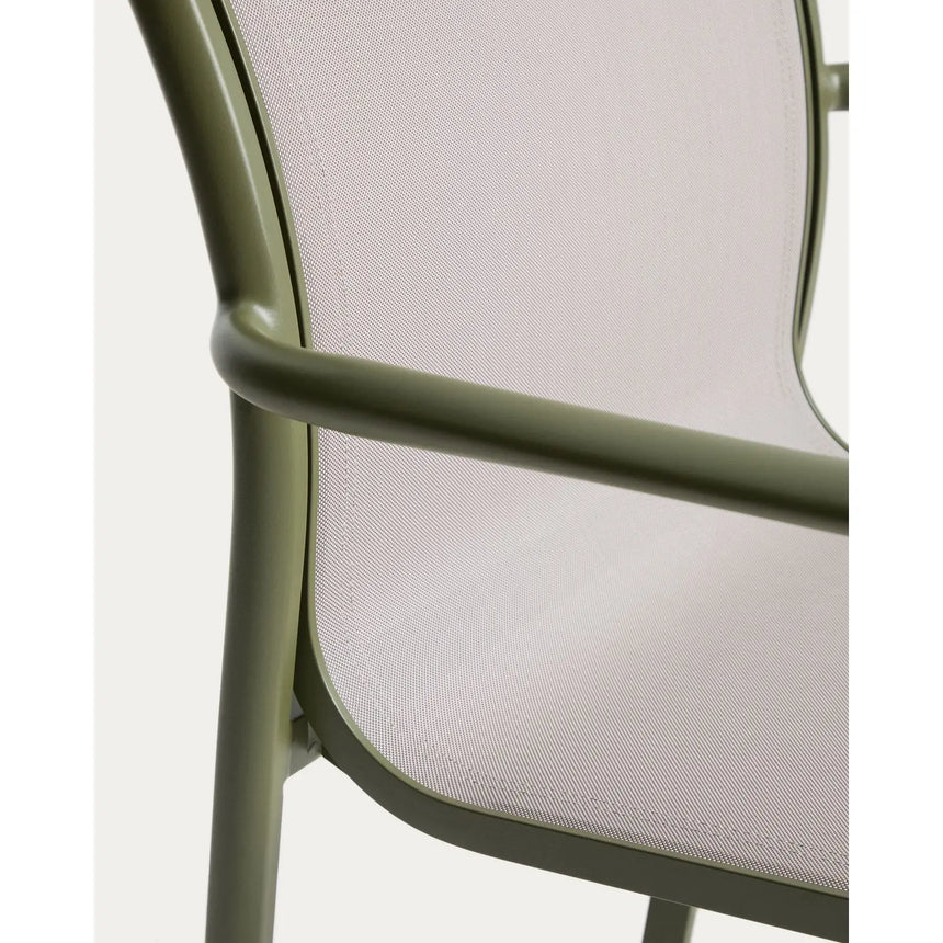 Stapelbarer Outdoor-Stuhl Luri aus Aluminium in Grün und beigem Texteline von Kave Home – Bild 13