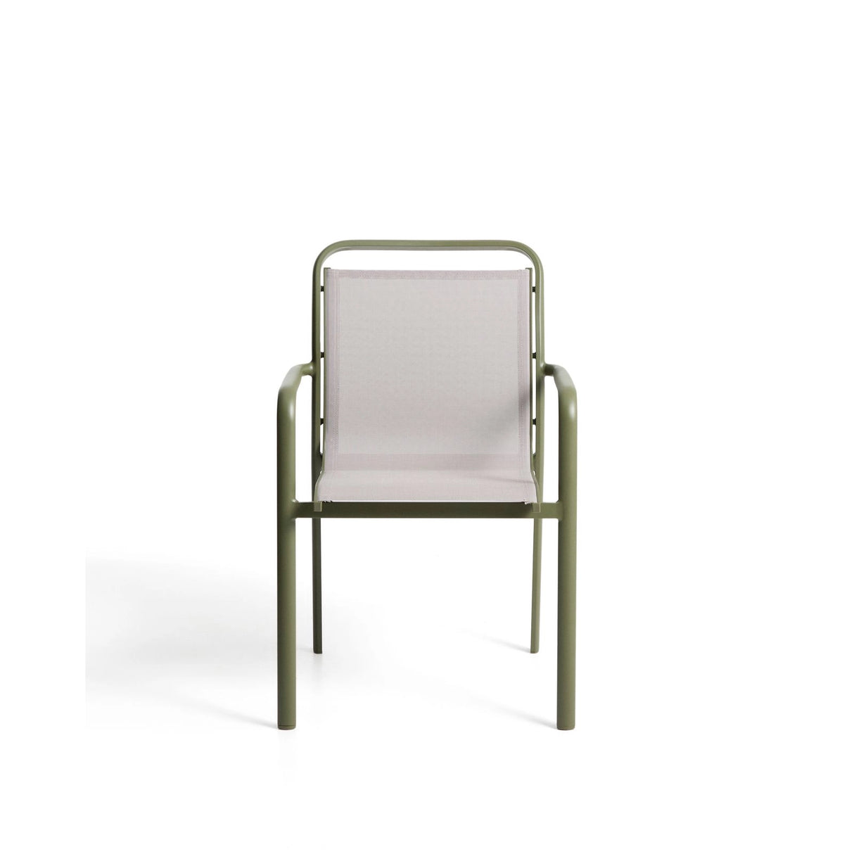 Stapelbarer Outdoor-Stuhl Luri aus Aluminium in Grün und beigem Texteline von Kave Home – Bild 5