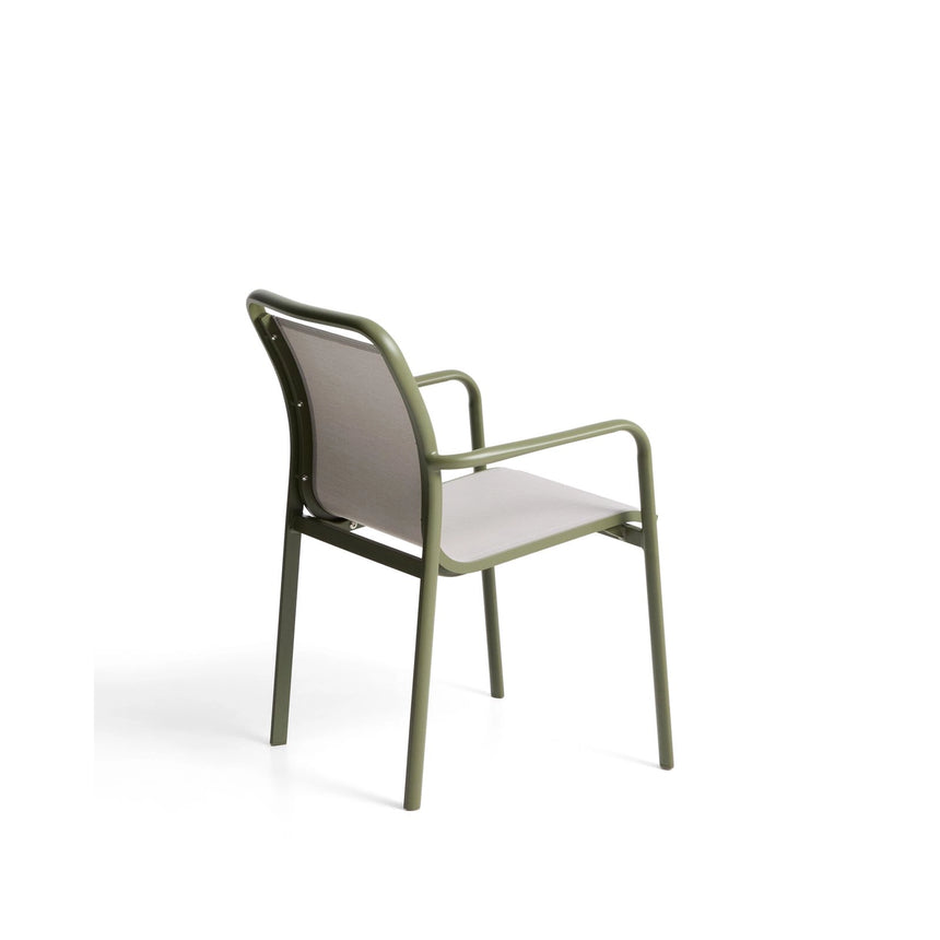 Stapelbarer Outdoor-Stuhl Luri aus Aluminium in Grün und beigem Texteline von Kave Home – Bild 8