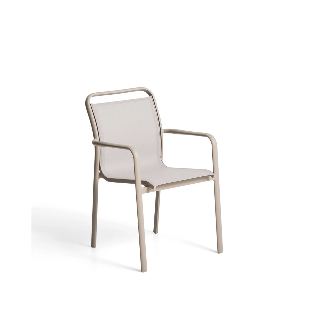 Stapelbarer Outdoor-Stuhl Luri aus Aluminium in Taupe und beigem Texteline von Kave Home – Bild 1