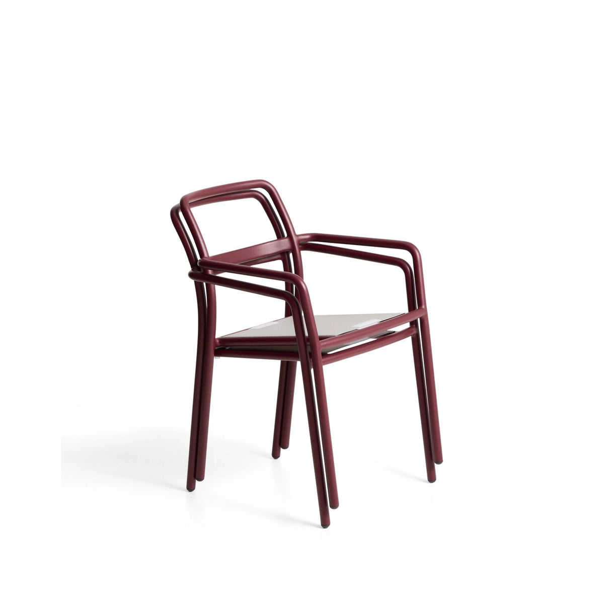 Stapelbarer Stuhl Linosa aus Aluminium in Granatrot mit beigem Kissen von Kave Home – Bild 3