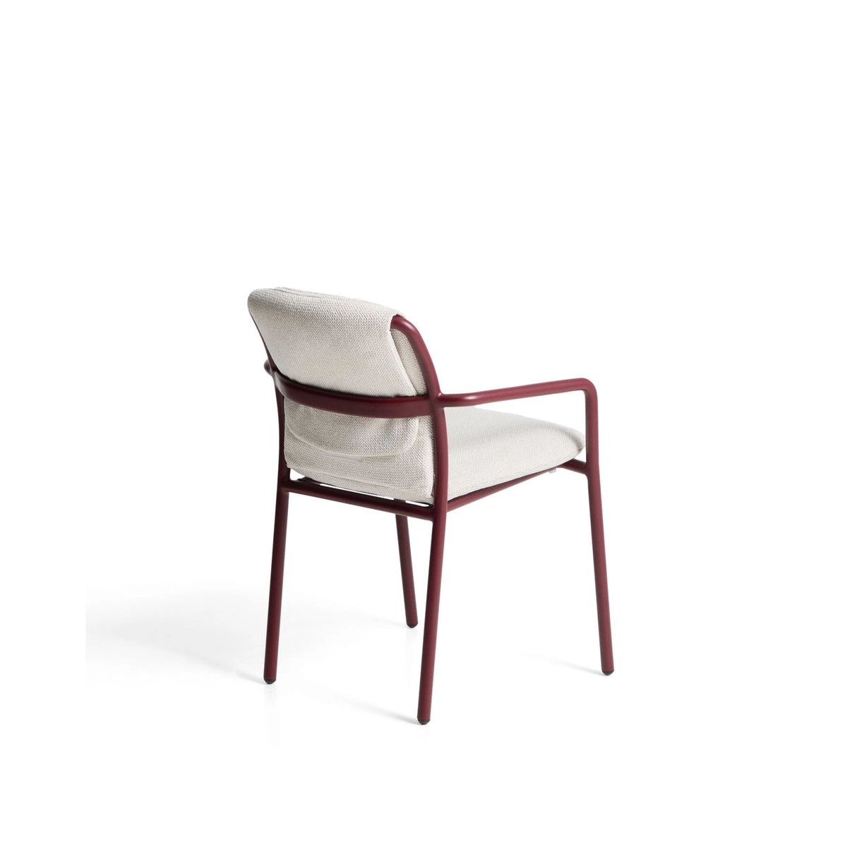 Stapelbarer Stuhl Linosa aus Aluminium in Granatrot mit beigem Kissen von Kave Home – Bild 5