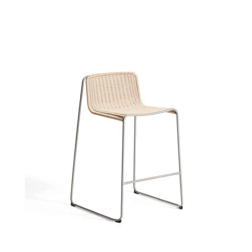 Stapelhocker Tavari aus beigefarbenem Synthetikseil und Edelstahl in gebürsteter Optik, 75 cm von Kave Home – Bild 1