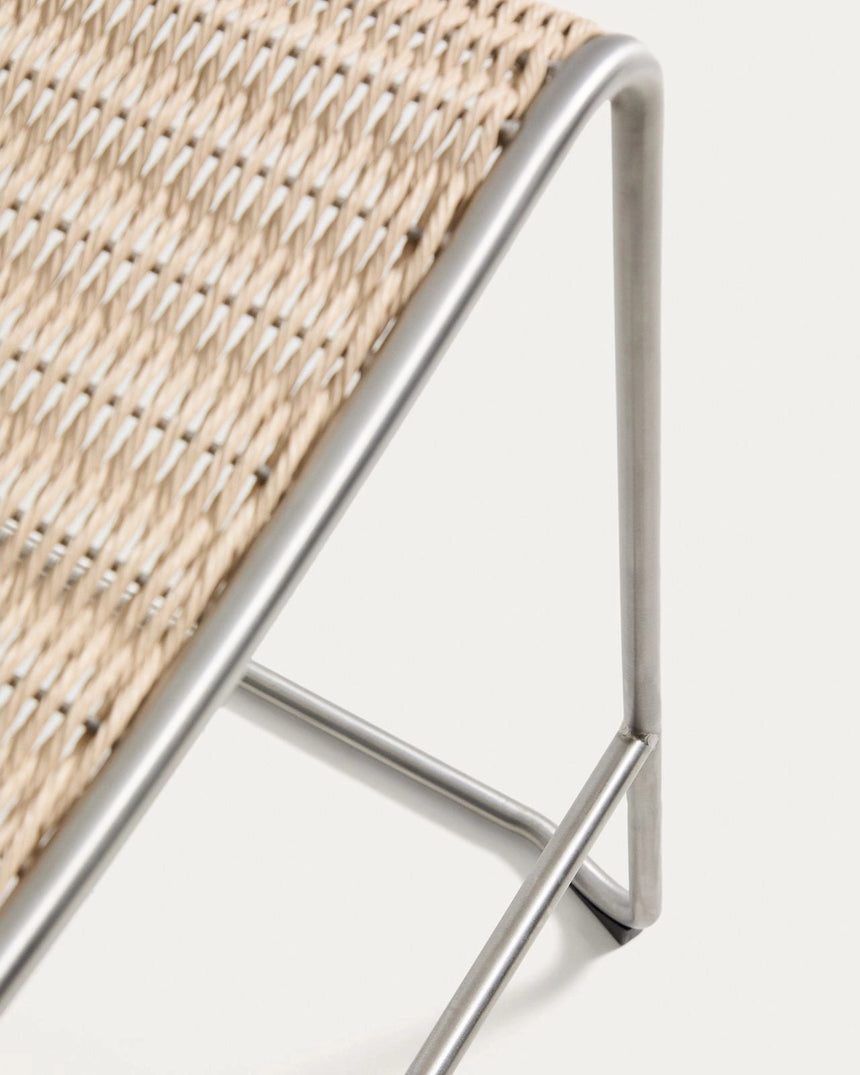 Stapelhocker Tavari aus beigefarbenem Synthetikseil und Edelstahl in gebürsteter Optik, 75 cm von Kave Home – Bild 12