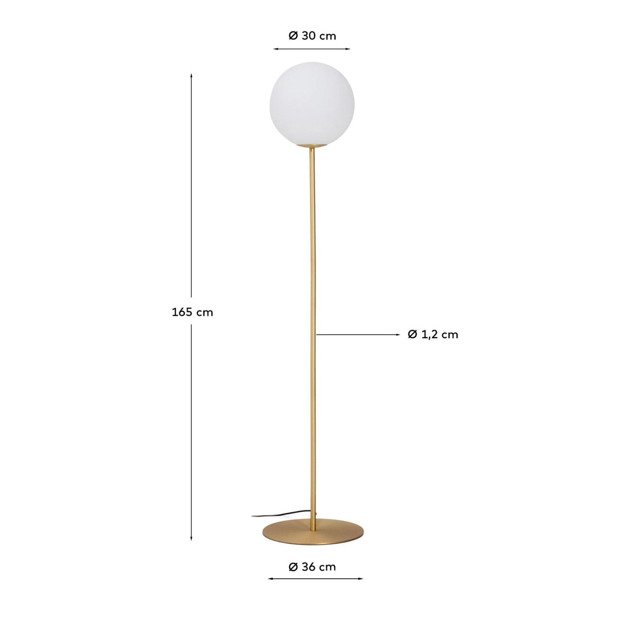 Stehlampe Brisia aus Metall mit gebürstetem Messing-Finish und einer mattierten Glaskugel Ø 30 cm von Kave Home – Bild 3