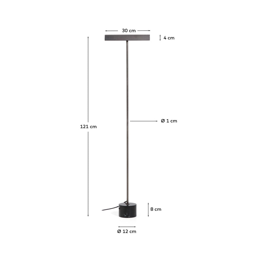 Stehlampe Lynor aus gebürstetem Stahl mit Marmorsockel von Kave Home – Bild 4