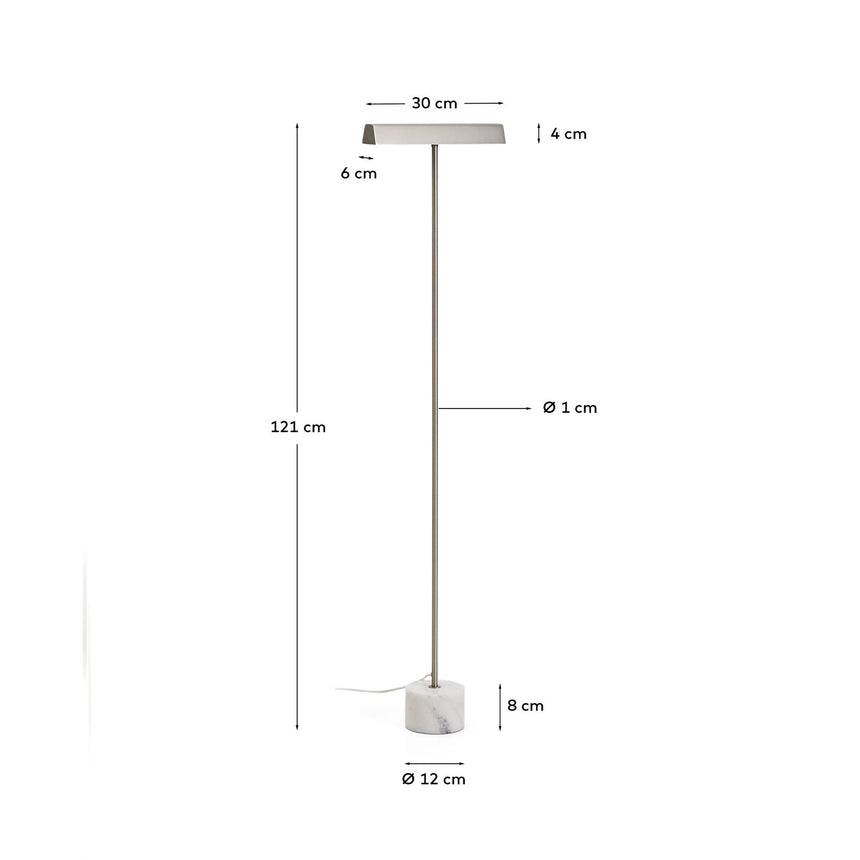 Stehlampe Lynor aus gebürstetem Stahl mit weißem Marmorsockel von Kave Home – Bild 5