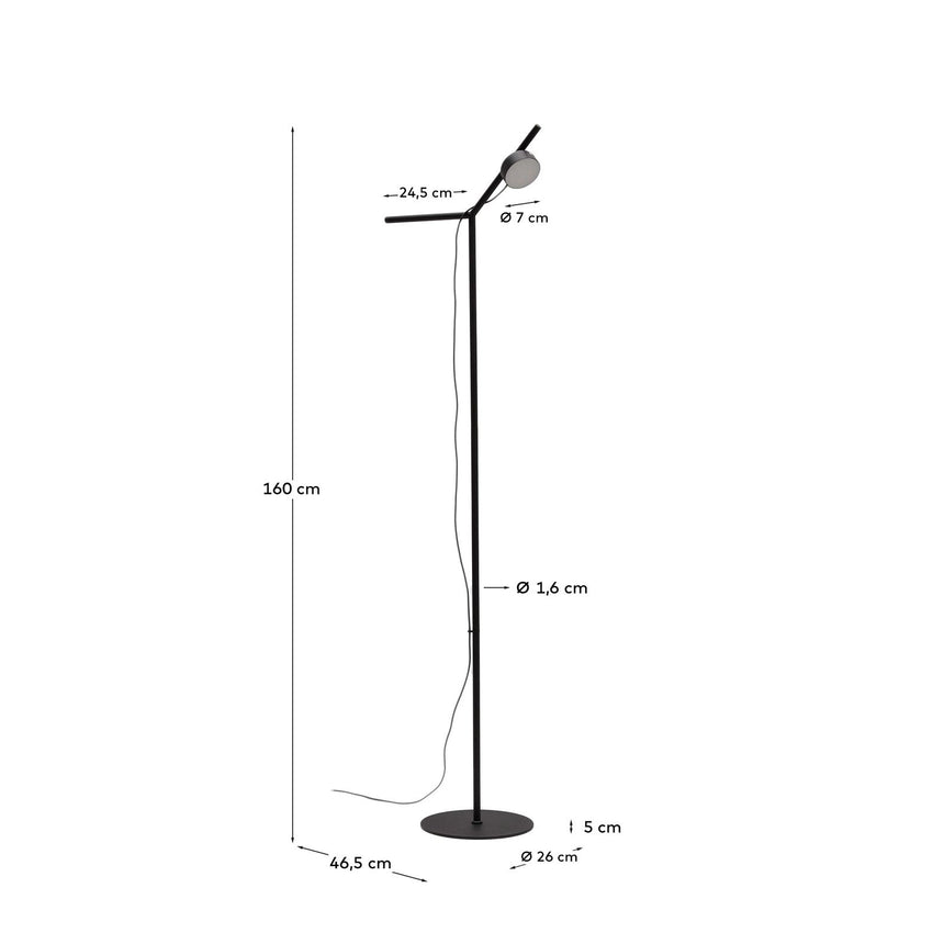 Stehlampe Orey aus schwarzem Metall mit Multipositions-Lichtpunkt von Kave Home – Bild 4