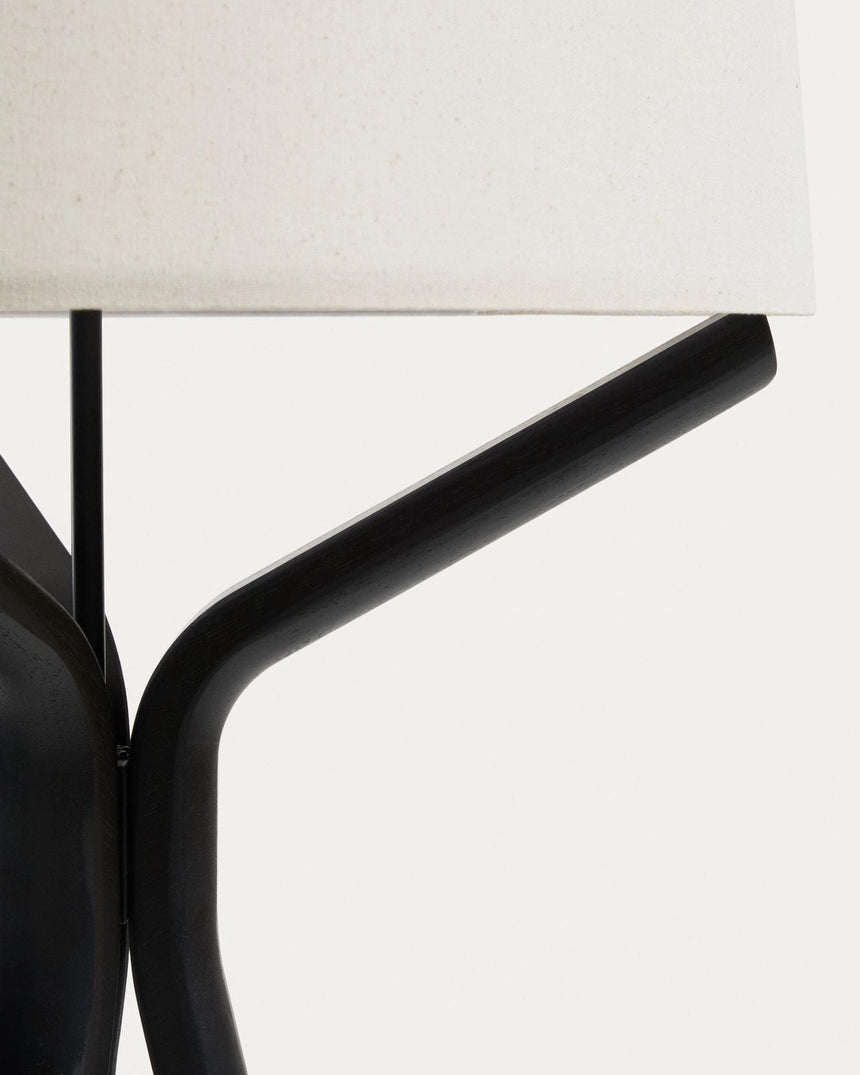 Stehlampe Ubira aus Eichenholz mit schwarzem Finish mit Lampenschirm aus Leinen von Kave Home – Bild 6