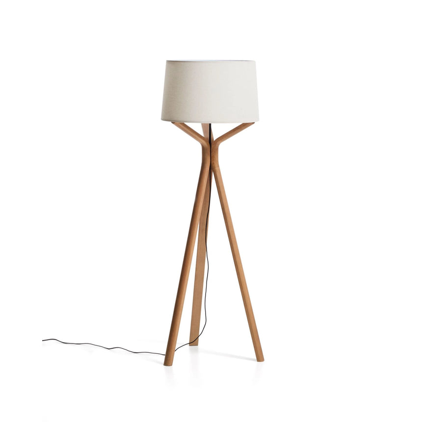 Stehlampe Ubira aus Eschenholz mit Lampenschirm aus Leinen von Kave Home – Bild 1