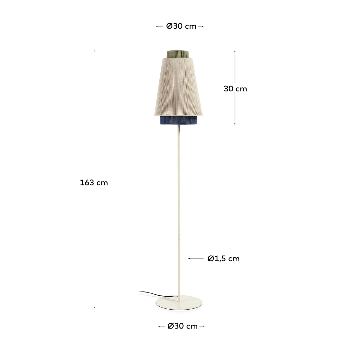 Stehlampe Yuvia aus Baumwolle mit Finish in Beige und Blau von Kave Home – Produktbild 3
