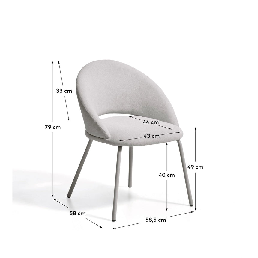 Stuhl Bonali mit grauer Chenille und Beinen aus grauem Metall, FSC Mix Credit von Kave Home – Bild 3