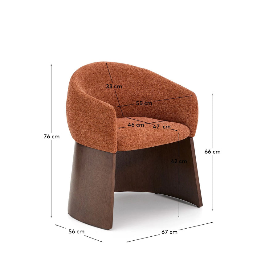 Stuhl Bosca mit terrakottafarbener Chenille und Nussbaumfurnier FSC 100% von Kave Home – Bild 5