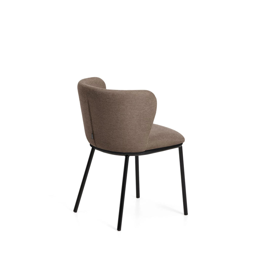 Stuhl Ciselia flammhemmend hellbraune Chenille und Stahlbeinen mit schwarzem Finish, FSC Mix Credit von Kave Home – Bild 5