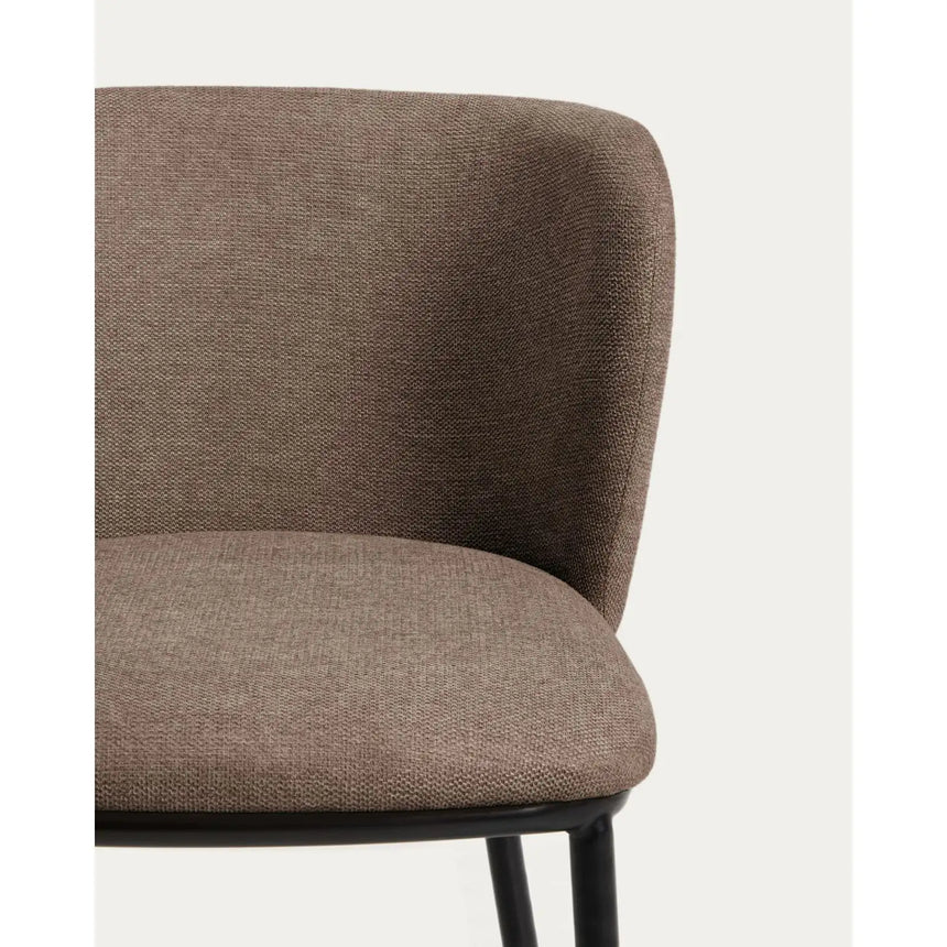 Stuhl Ciselia flammhemmend hellbraune Chenille und Stahlbeinen mit schwarzem Finish, FSC Mix Credit von Kave Home – Bild 6