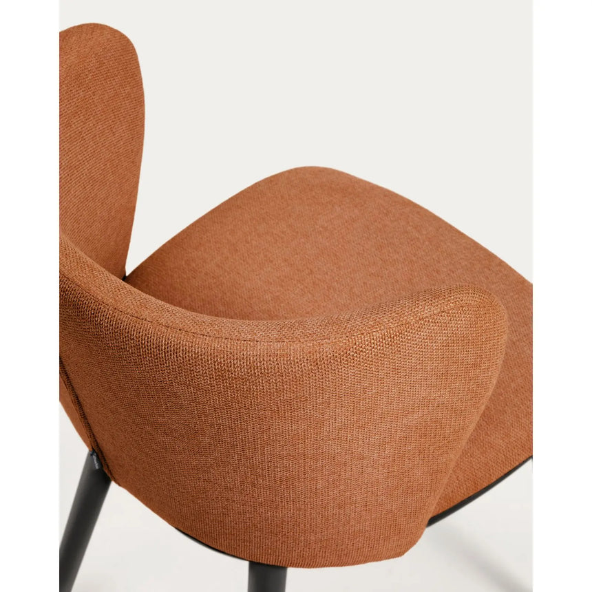Stuhl Ciselia flammhemmend terrakottafarbener Chenille mit Stahlbeinen mit schwarzem Finish, FSC Mix Credit von Kave Home – Bild 9