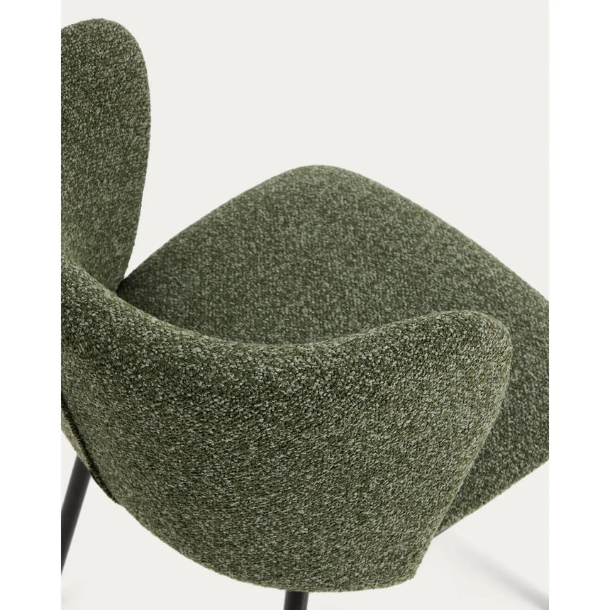 Stuhl Ciselia in dicker, dunkelgrüner Chenille mit Stahlbeinen mit schwarzem Finish, FSC Mix Credit von Kave Home – Bild 10