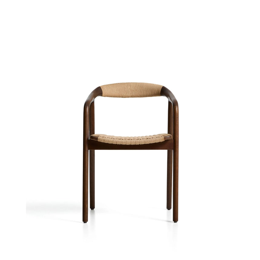 Stuhl Derile aus massivem Eichenholz mit Nussbaum-Finish und beigem Papierseil 100% FSC von Kave Home – Bild 9