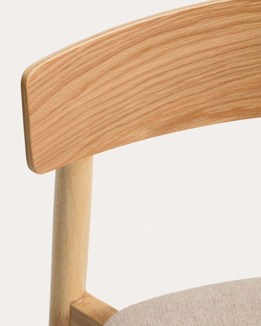Stuhl Evera aus Eichenfurnier mit naturfarbenem Finish und beiger Chenille von Kave Home – Bild 11