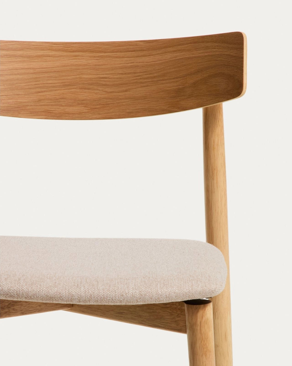 Stuhl Evera aus Eichenfurnier mit naturfarbenem Finish und beiger Chenille von Kave Home – Bild 7