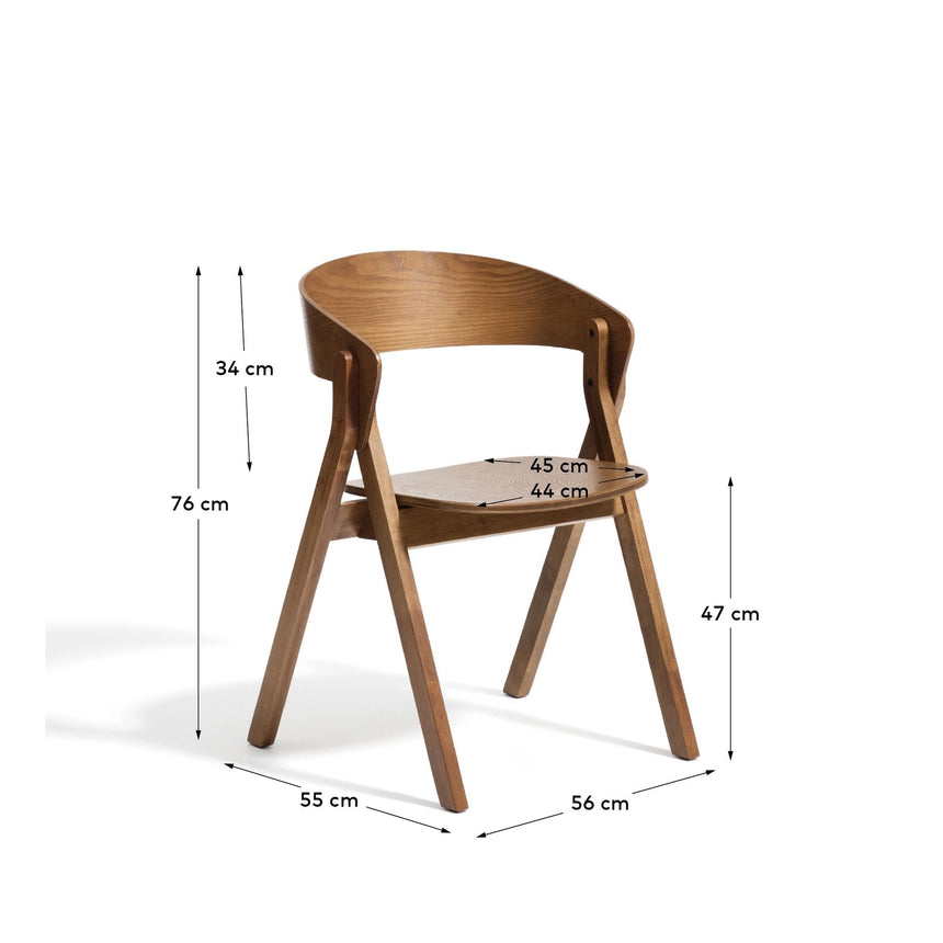 Stuhl Godia aus Eichenfurnier mit Nussbaumfinish oder in Naturfarben von Kave Home – Bild 2