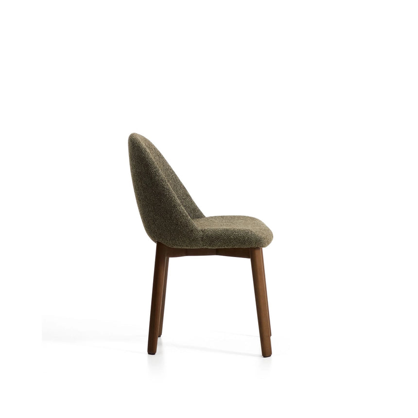 Stuhl Meila mit grüner Chenille und Beinen aus massivem Eschenholz mit Nussbaumfinish von Kave Home – Bild 5