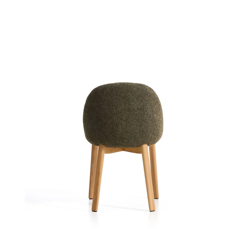 Stuhl Meila mit grüner Chenille und Beinen aus massivem Eschenholz mit naturfarbenem Finish von Kave Home – Bild 6