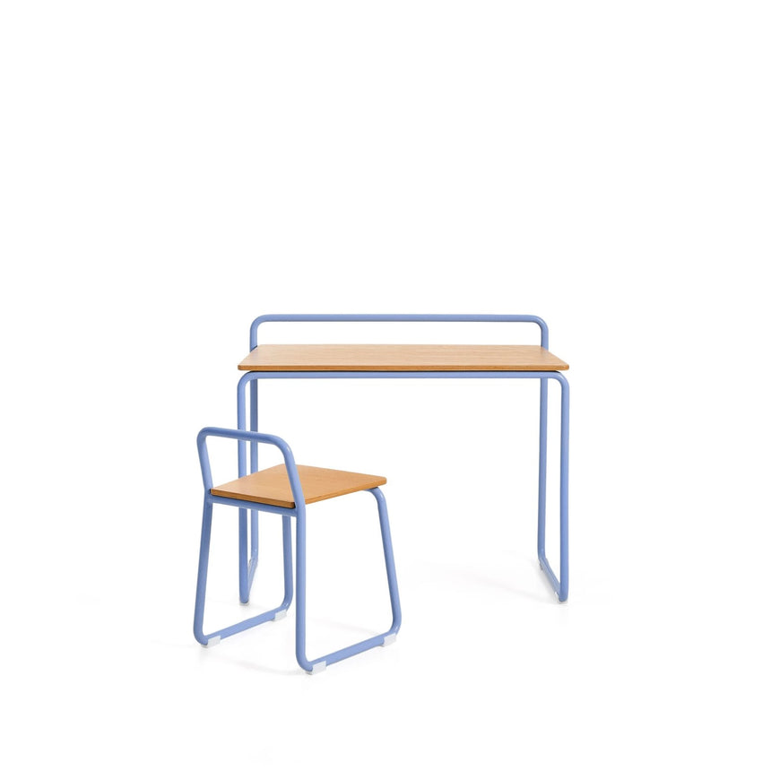 Stuhl Tinn aus Eschenfurnier und blauem Metallgestell. von Kave Home – Bild 8