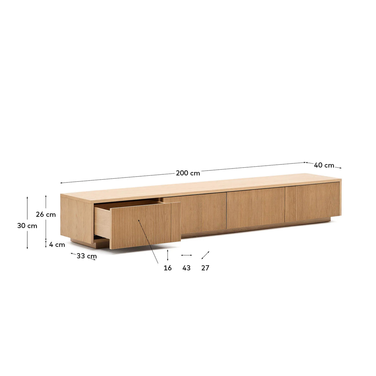 TV-Möbel Helvine 4 Schubladen 200 x 30 cm FSC 100% von Kave Home – Produktbild 5