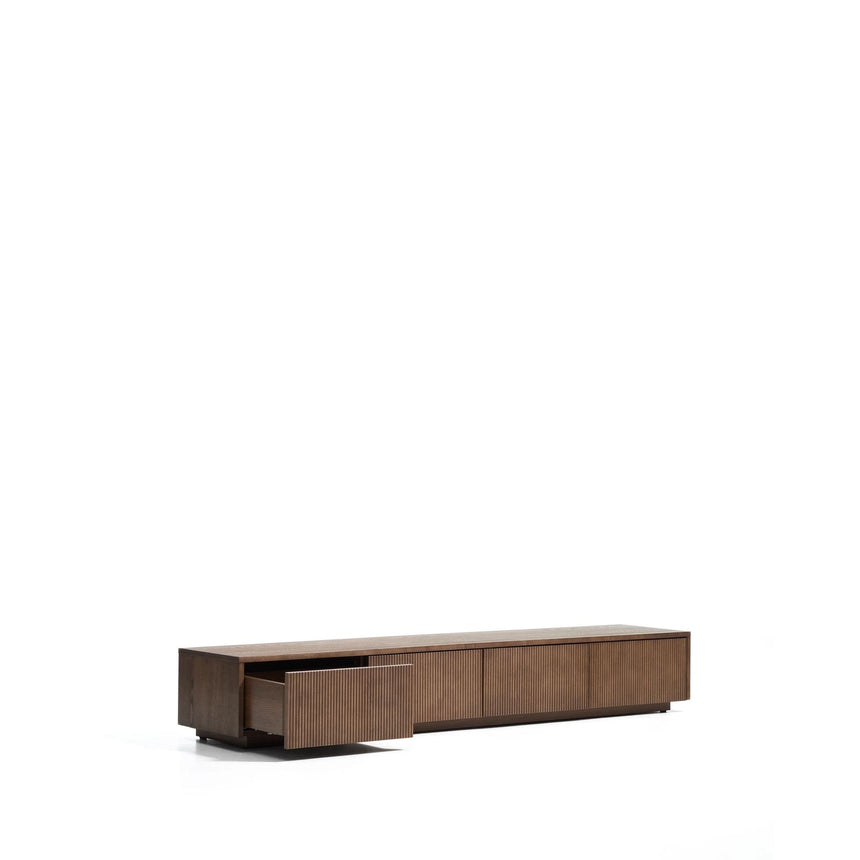 TV-Möbel Helvine 4 Schubladen aus Eichenfurnier mit Nussbaum-Finish 200 x 30 cm FSC 100% von Kave Home – Bild 7