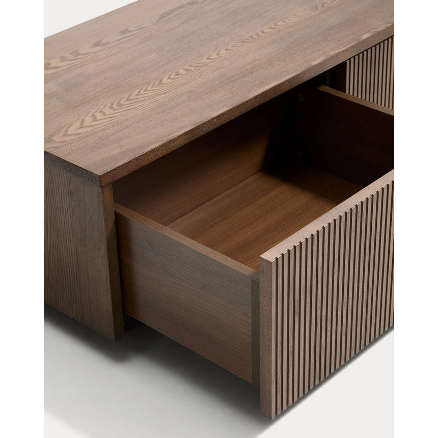 TV-Möbel Helvine 4 Schubladen aus Eichenfurnier mit Nussbaum-Finish 200 x 30 cm FSC 100% von Kave Home – Bild 8