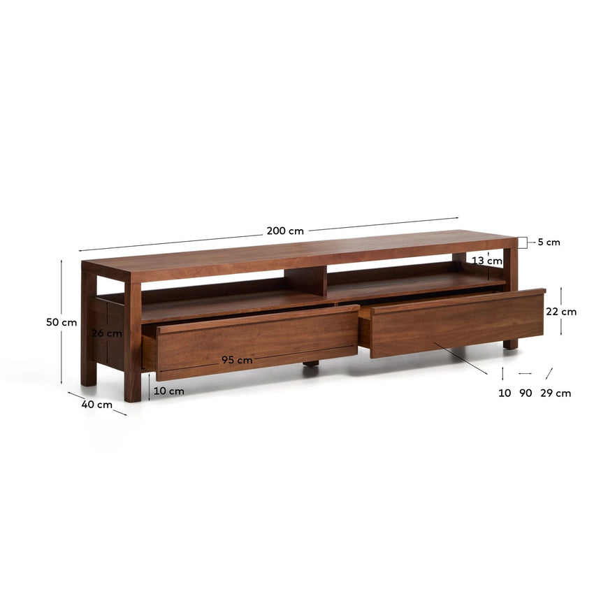 TV-Möbel Norani aus massivem Akazienholz und Akazienfurnier 200 x 50 cm von Kave Home – Bild 2